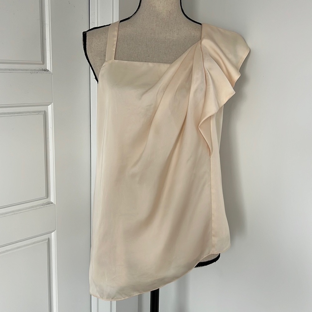 Armani Exchange Racerback One-Shoulder Ruffle Top